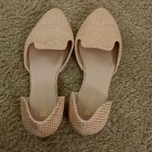 Tan woven flats